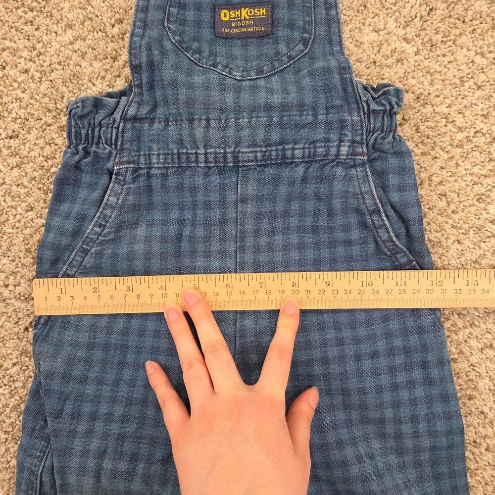OshKosh B'Gosh vintage Blue Check Plaid toddler overalls 4T Made In USA 80s 90s